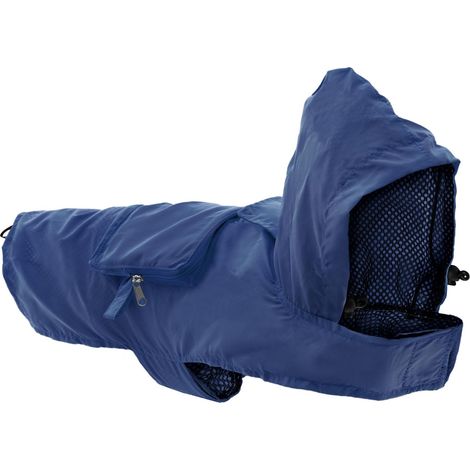 Record imperméable pour Chiens avec Capuche réglable Bleu XS - Veste de Pluie Pliable en Format de Poche avec Fermeture Auto-agrippante et Trou pour Laisse (1/4)