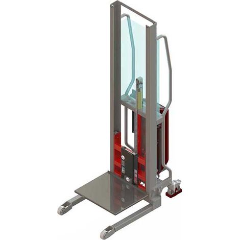 Sollevatore di carico semi-elettrico con piano in inox - Carico massimo 100 kg - Sollevamento massimo 1350 mm - Industria chimica e alimentare - 8091000001