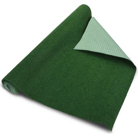 Tapis de gazon XL avec picots de drainage - 400 x 100 cm - Tapis en gazon artificiel vert résistant aux intempéries