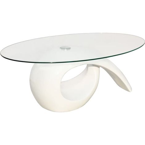 Maison Exclusive - Couchtisch mit Ovaler Glasplatte Hochglanz Wei