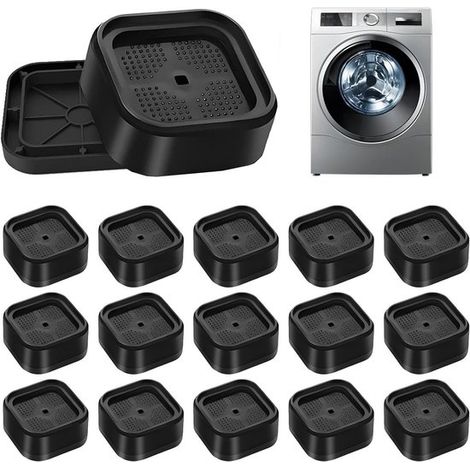 Juego de elevadores ajustables para lavadora - 16 piezas, antideslizantes, color negro. (1/5)