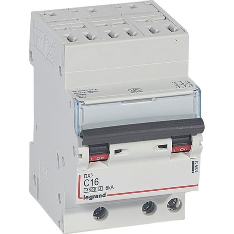 DX³ Disjoncteur 3P courbe C 16A 4,5kA/6kA Auto - LEG406901