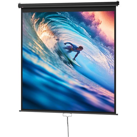 Schermo di proiezione a parete home theater 189 x 7 x 182 cm oscurante blocco automatico moderno ed elegante in plastica nera 210000014