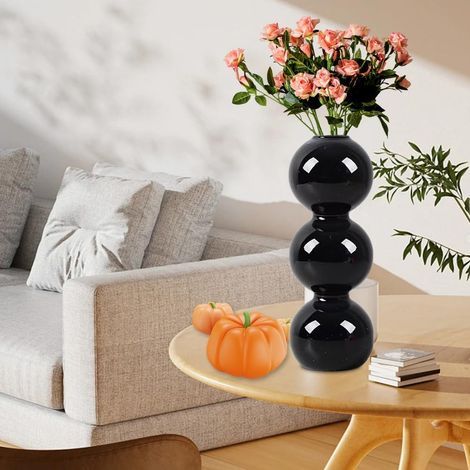 Petit vase à bulles en verre pour herbe de la pampa, moderne en verre, pour décoration de table, design hydroponique, vase décoratif pour salon, bureau - Noir (1/5)
