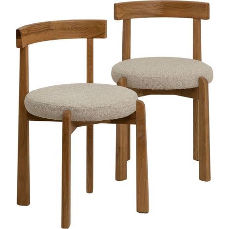 Chaise en bois de chêne et tissu bouclette gris Sidonie (lot de 2) (1/5)