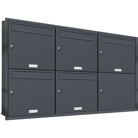 5er Briefkasten Anlage Unterputz Montage RAL 7016 Anthrazit (1/5)
