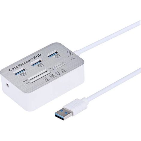 7-Port-USB-3.0-Hub mit SD/TF-Kartenleser und Typ-C-Anschluss für PC und Laptop