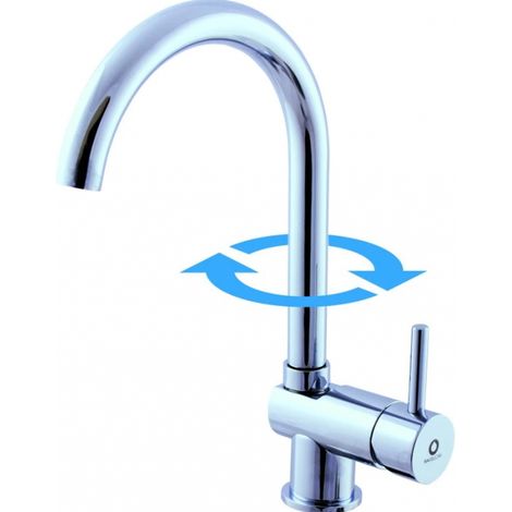 Mitigeur évier basse pression orientable en laiton chromé H. 32,8 cm