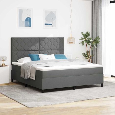 vidaXL Cama tipo Box Spring con cabecera Gris oscuro 180 x 200 cm tela (1/5)