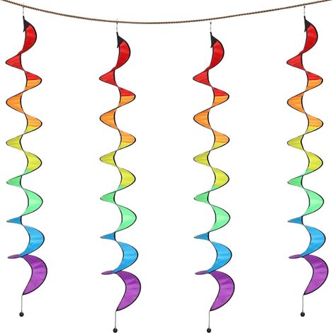 Spiral Windspiel 4 teilige Bunte Regenbogen Windsack