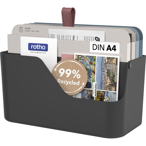 Boîte de rangement bureau A4 4 chemises en PP noir (1/5)
