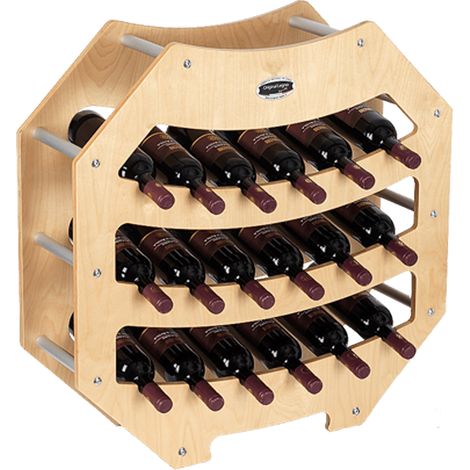 Cantinetta Portabottiglie in Legno Scaffale mobile per Bottiglie vino MADE IN ITALY mod. Ottagono Acero B.18 L75 x P25 x 75H