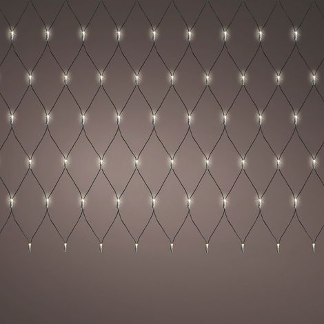 Red de luces con función fija, uso exterior, blanco cálido, 96 leds, 1,3 x 1 m