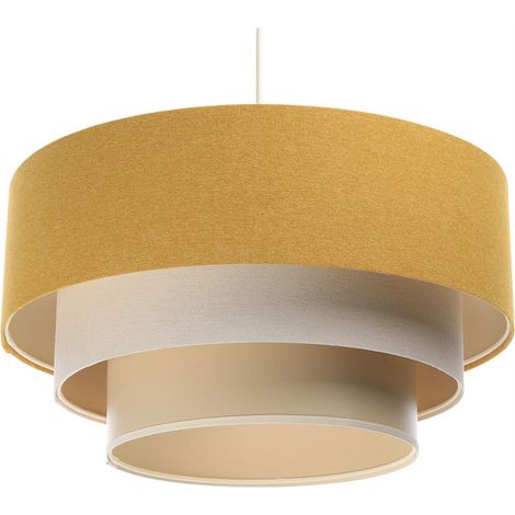 Suspension Boho 05A-103 - Extérieur en fibre naturelle jaune moutarde et beige, intérieur beige crème (1/5)