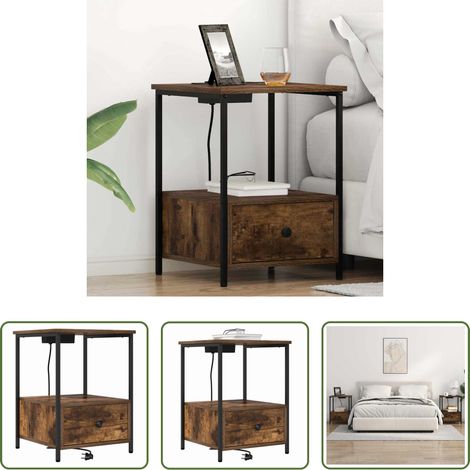 Rangement chambre - Cabinet de chevet Chêne fumé 42 x 41 x 56 cm Bois d'ingénierie (1/5)