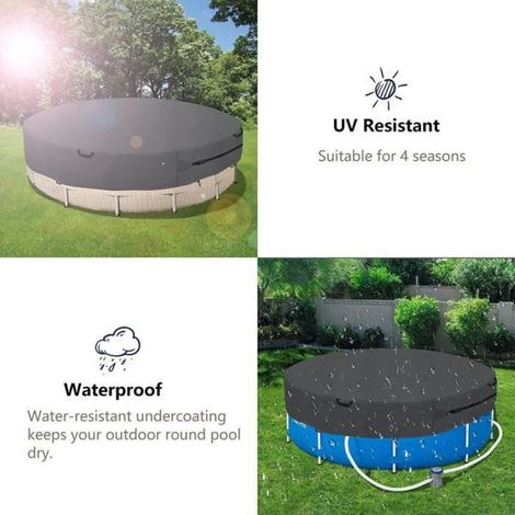 Couverture De Piscine - Ronde - Impermeable - Pliable - Diametre 160 Cm (1/4)