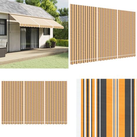 Tissu de remplacement pour auvent rayures multicolores 5x3 m - Auvent - Remplacement de toiture (1/5)