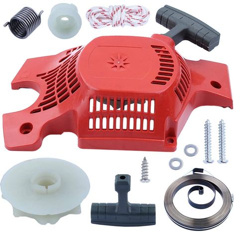 Kit de démarreur à rappel avec poulie, ressort supérieur, moyeu de démarreur, poignée, corde de démarrage pour Husqvarna 137 137E 142 142E (1/5)