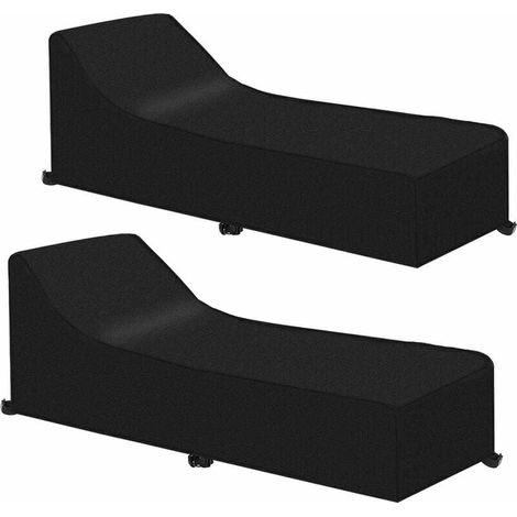 Housse de Chaise de Jardin - Tissu Oxford 210D Imperméable Coupe-Vent - Pour Chaise Longue 200 x 75 x 40/70 cm - Lot de 2 (1/5)