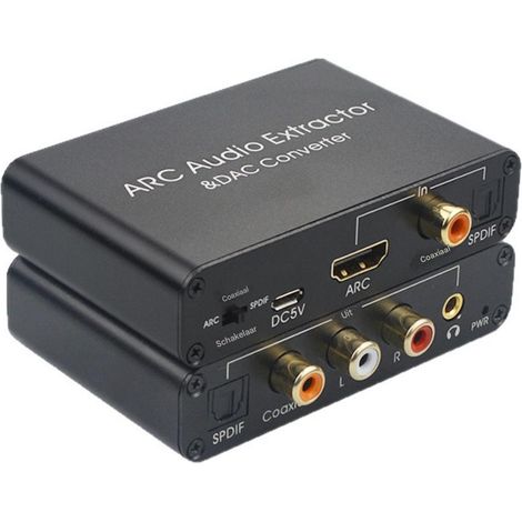 HDMI ARC Audio Extractor - DAC 192 kHz - SPDIF Coaxial Optical RCA 3 5 mm Output - For Amplifiers Soundbars Home Cinema Systems - 1 Piece (1/5)