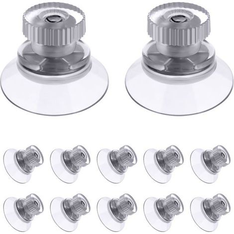 Ventouse à visser 12 pcs 25 mm - Transparente - Écrou moleté - Forte adhérence (1/5)