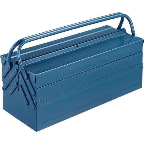 Boîte coffre à outils rangement pratique en acier - bleu - 580x220x210mm (1/4)