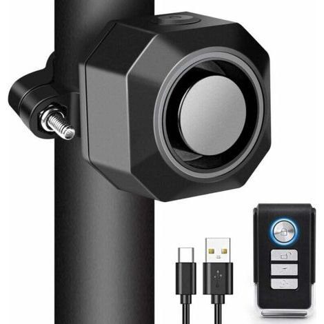 Alarme Velo Antivol Rechargeable USB,Alarme Moto sans Fil avec Supports de Montage,Alarme de Voiture a Sensibilité Réglable,Dispositif avec Télécommande for Scooter,Vélo Trotinette Electrique