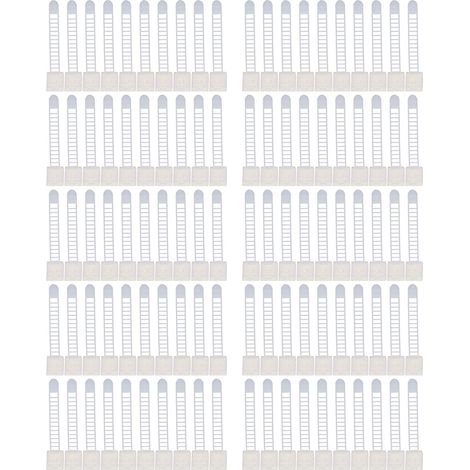 Clips de gestion de câbles adhésifs, 100 pièces, sangles en Nylon réglables, attaches de fil, organisateur, Fixation forte pour le bureau, blanc