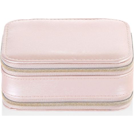 Coffret Cosmétique Boîte de Rangement Maquillage Emballage Organisateur Boucles D'Oreilles Multi-Fonctions Bague Conteneur Étui Portable en Cuir(poudre nue) (1/5)