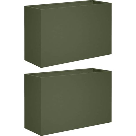 Cache-pot de jardin 2 pc Vert olive 80 x 30 x 50 cm vidaXL