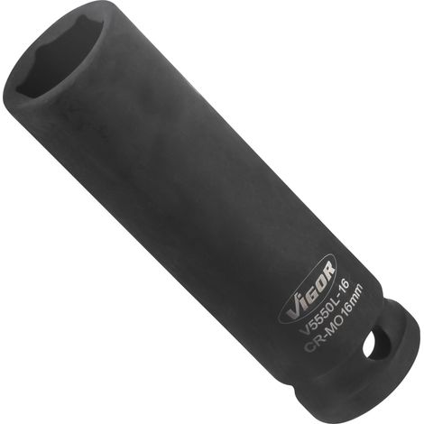 VIGOR Douille à cliquet V5550L-16 carré creux 12,5 mm (1/2 pouce) profil hexagonal extérieur 16 (1/4)