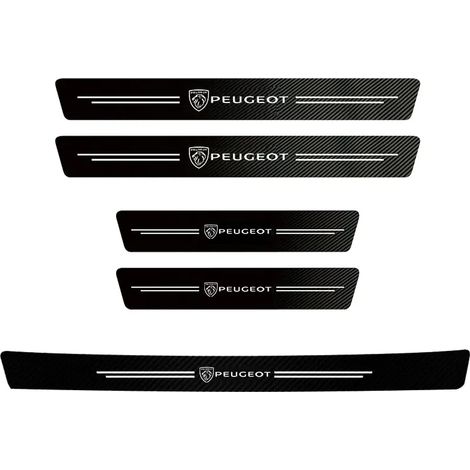 (5 pièces neuves, compatibles Peugeot) Autocollants de protection de seuil de porte et de hayon pour Peugeot 208, 3008, 308, 2008, 207, 107, 508, 607, 106, 406, 407, 307, 206 et 301 (1/4)