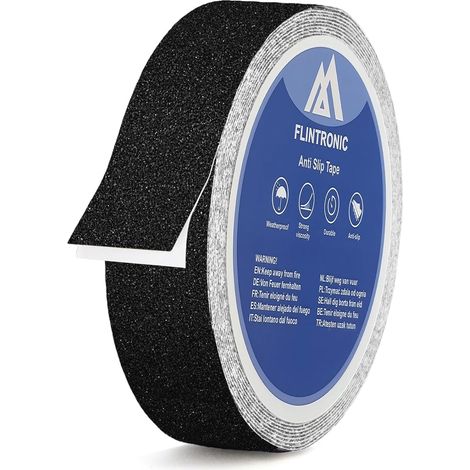 Ruban Antidérapant, 1 Rouleau 2.3cm5m Bande Antidérapante Adhésive, Forte Adhésif, Ruban Autocollant Anti-dérapante pour Escaliers, Marches, Sols, Intérieur et Extérieur, Noir (1/5)