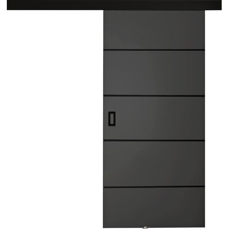 Mirjan24 – Porte coulissante Dover 214 – Graphite – Hauteur 205 cm – Largeur 76 cm – Mécanisme coulissant silencieux – Installation murale requise