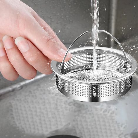 Filtre d'évier en acier inoxydable 304, passoire amovible à mailles fines pour les déchets alimentaires, bouchon de vidange antirouille et anti-obstruction (1/4)