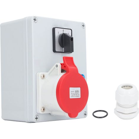 Boîte de distribution électrique murale CEE 5P 32A 16A avec interrupteur principal, étanche IP44, pour le bâtiment (1/5)