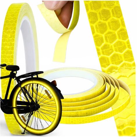 Ruban réfléchissant jaune auto-adhésif de 8 m – Ruban réfléchissant pour vélo, voiture et moto (1 cm de large)