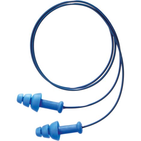 Bouchons d'oreilles détectables cordés réutilisables Honeywell Safety 30dB Bleu x 50 paires ( Prix pour Boîte de 50 )