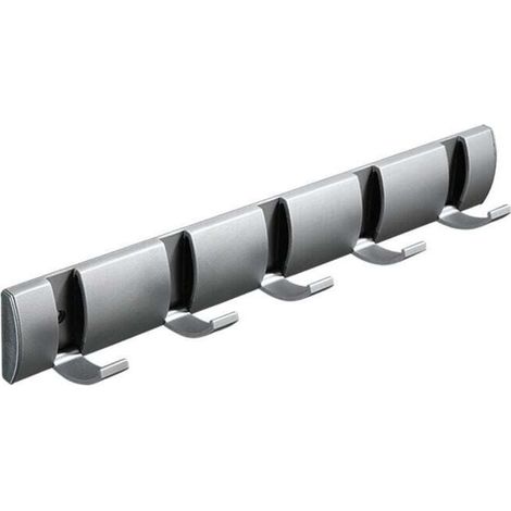 Perchero de pared de 40 cm con 5 ganchos retráctiles y sistema de apertura abatible -Crezuo