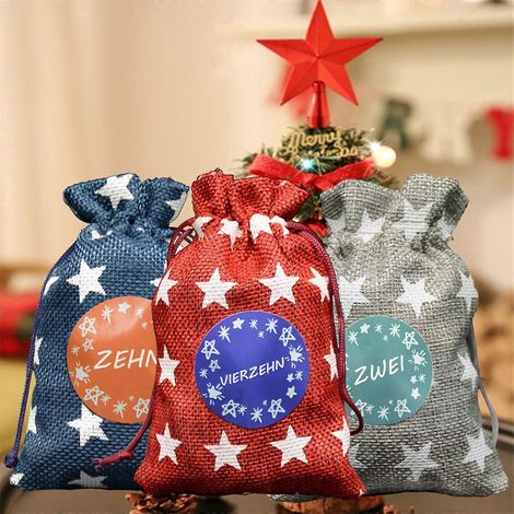 Calendrier de l'Avent Étoile de Noël, Coffret Cadeau, Sac Cadeau, Kit d'Emballage Cadeau Fait Main (1/4)