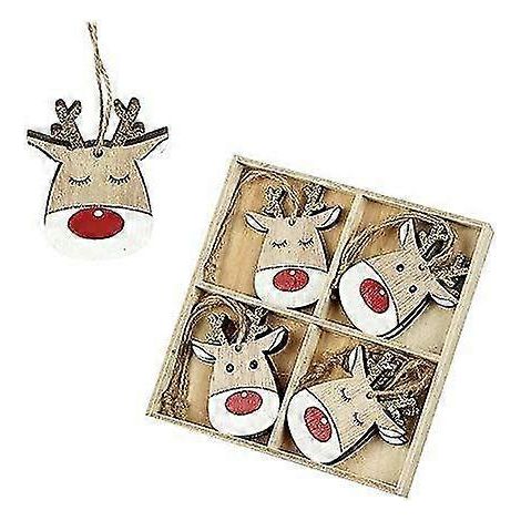 Adornos navideños de renos de madera (8 unidades)