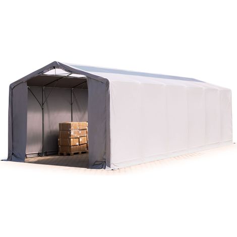 Zelthalle 6x12m Lagerzelt Industriezelt 3m Seitenhöhe PVC Plane 850 N mit Oberlicht grau 100% wasserdicht mit Reißverschlusstor
