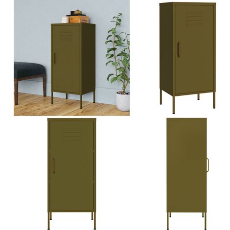 Lagerschrank Olivgrün 42,5x35x101,5 cm Stahl - Schreibtischorganizer - Metallregal - Garderobe - Wohnzimmermöbel - Regal Grün - Home & Living