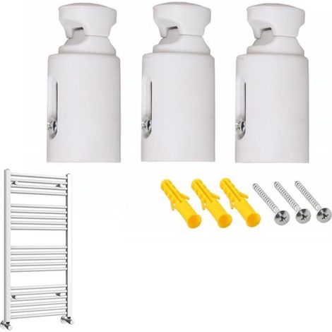 3 Ersatzhalterungen für Heizkörper und Handtuchwärmer, weiß, Wandmontage, verstellbarer Abstand, geeignet für gerade oder gebogene Badezimmerheizkörper (1/3)
