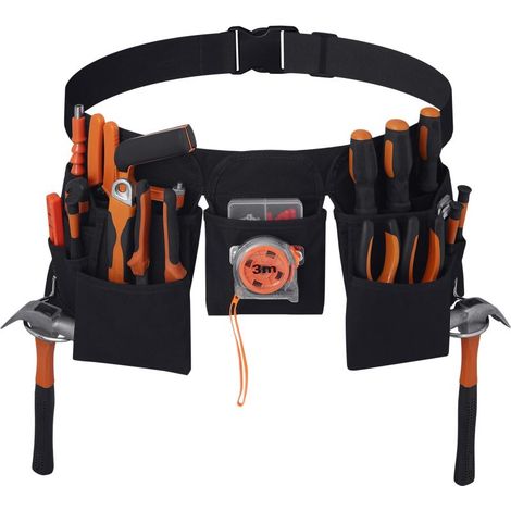 Ceinture utilitaire à 19 poches avec boucle à dégagement rapide, tablier de travail ajustable et amovible pour hommes et femmes (1/5)
