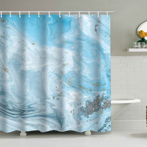 Duschvorhang mit Marmormuster (180 x 200 cm), bedruckter, wasserdichter Stoffduschvorhang, Duschvorhang aus Polyester mit geometrischem Muster, inklusive 12 Haken.