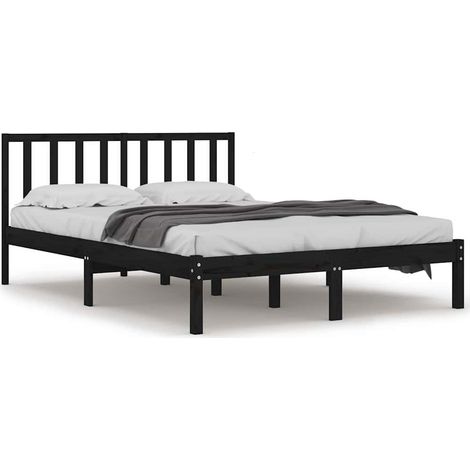 Maison Exclusive - Massivholzbett Schwarz Kiefer 200x200 cm (1/5)