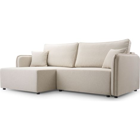 Selsey Kassian - Ecksofa mit Schlaffunktion und Bettkasten, hellbeige, links (1/5)