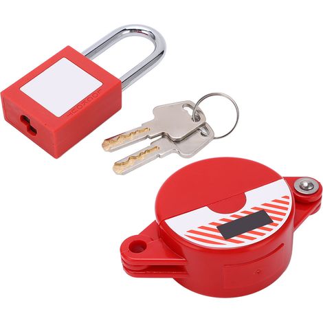 Dispositif de verrouillage de vannes à gaz et à pétrole avec clés de cadenas de sécurité pour applications industrielles, chimiques et électriques (GV01 + cadenas de 38 mm) (1/5)