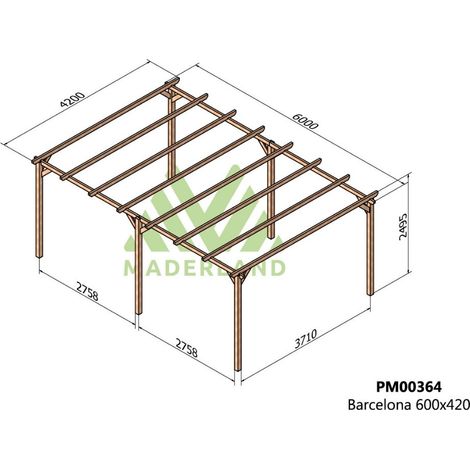 Pérgola de Madera Maciza Barcelona (Maderland) - Gardeneas - 600 x 420 cm (1/3)
